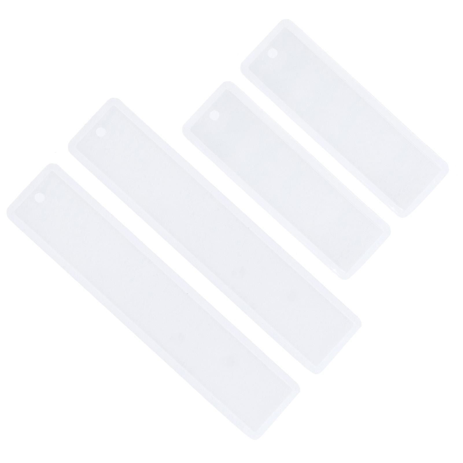 

4Pcs Bookmark Mold Blank DIY Silicone Epoxy Pendant Jewelry Mirror Surface Craft White