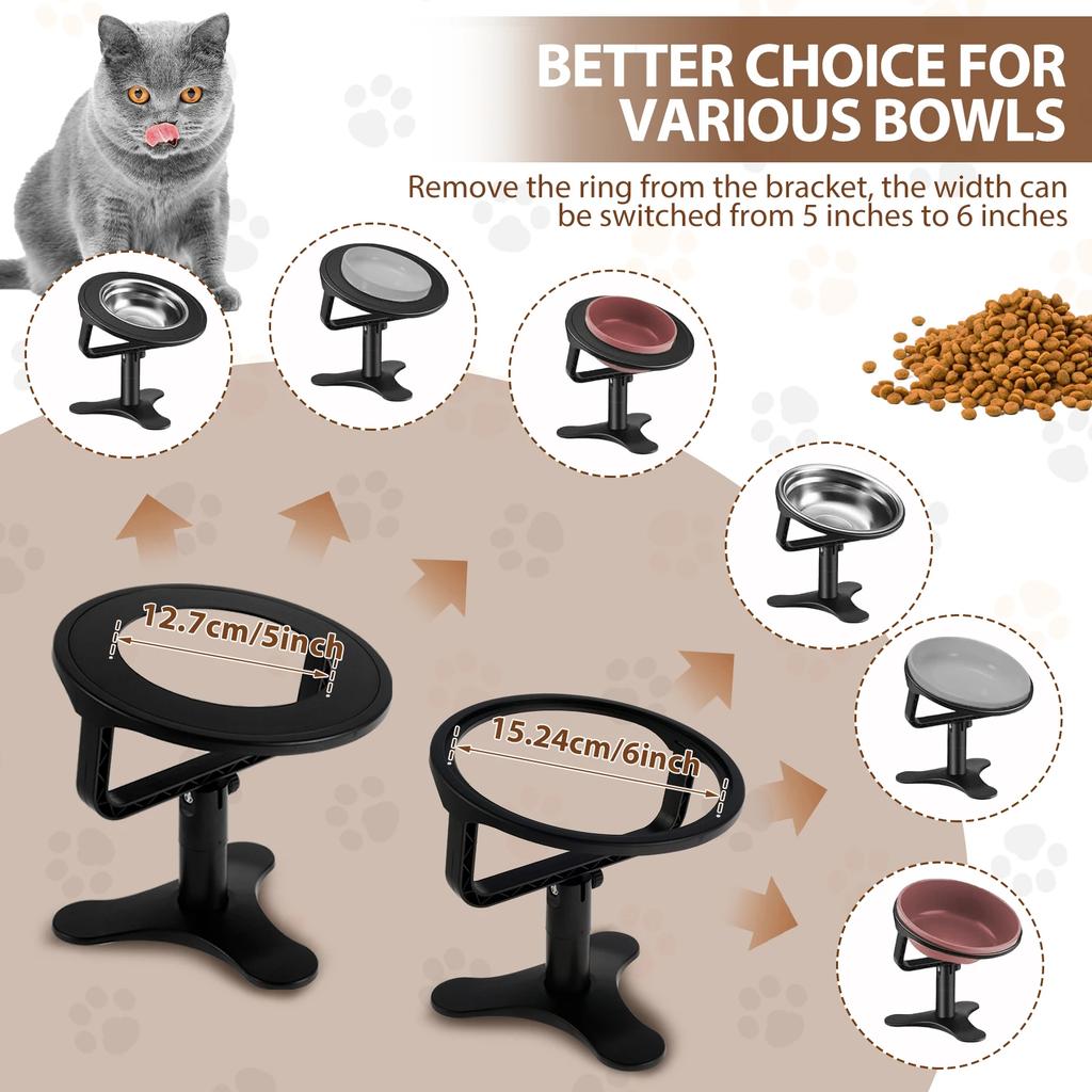 Cat Bowl Stand with Bowl Height Adjustable Pe Food Stand Tilted Elevated Dog Drink water Bowl Nonslip Oblique Neck Protection