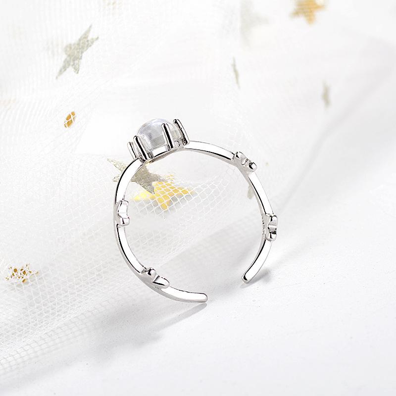 Korean Gradient Moonstone Reindeer Ring - Adjustable Women's Christmas Accessory