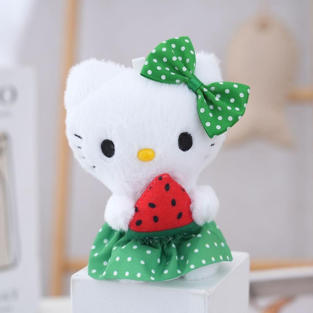 Cute Floral Dress Plush Cat Keychain Cartoon Doll Bag Charm Kawaii Pendant Accessory