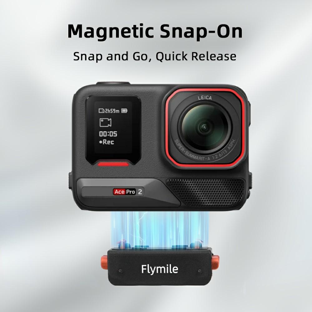 FLYMILE Quick Release 1/4 Base for Insta360 Ace Pro 2/Ace Pro/Ace/X5/X4/X3/X2 Magnetic Snap On Dual Locking System
