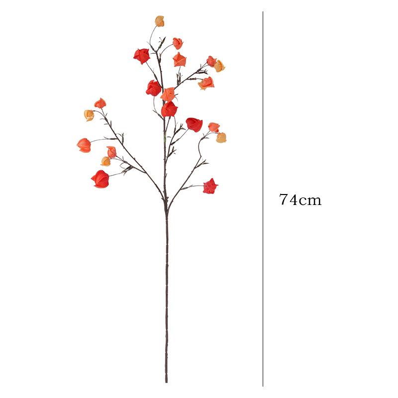 6pcs Artificial Flower Cape Gooseberry Stems Bundle Faux Orange Branches for Home Decor Vase Not Included