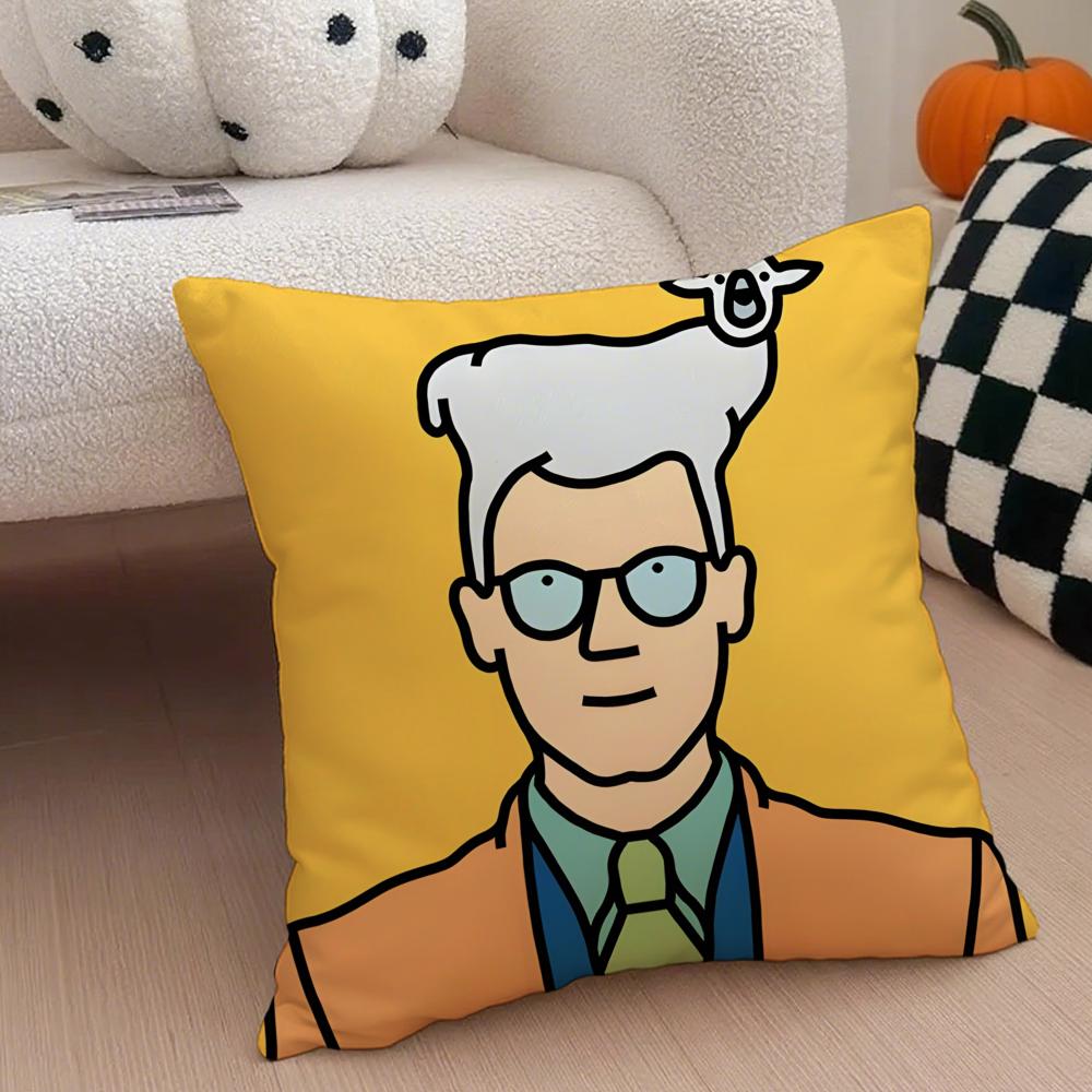 Minimal Witty French Art JJean Jullien Cushion Cover Throw Pillow Cover Hidden Button Durable Polyester Chair Cushion
