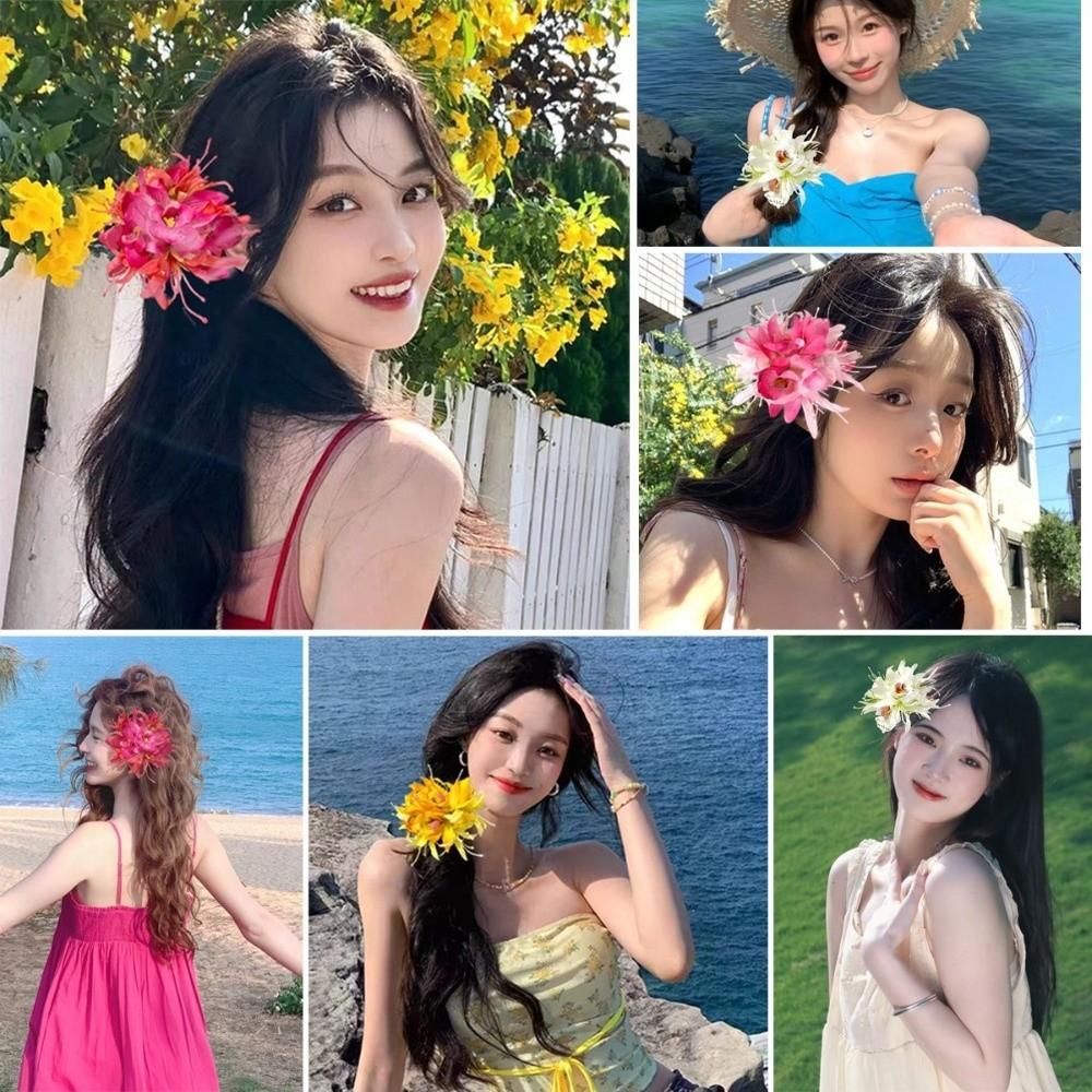 Vintage Flower Hair Clip Fabric Flower Hawaiian Duckbill Clip New Floral Hair Accessory  Wedding