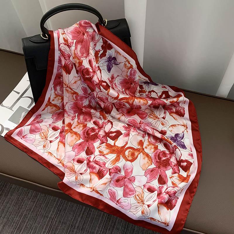 Retro 70*70 Square Scarf Colorful Silk Scarf Women Neck Scarf All-Match Shawl  Trendy Headscarf Women'S Accessories Gifts