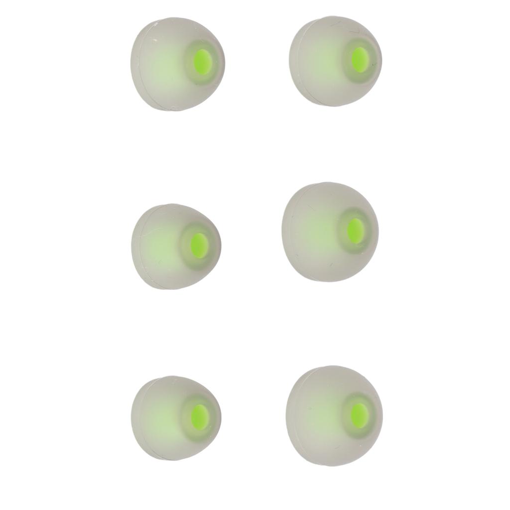 3 Size 6 Pcs Replacement Earplugs Soft Silicone Eartips Noise Reducing Earbuds for EarphonesGreen
