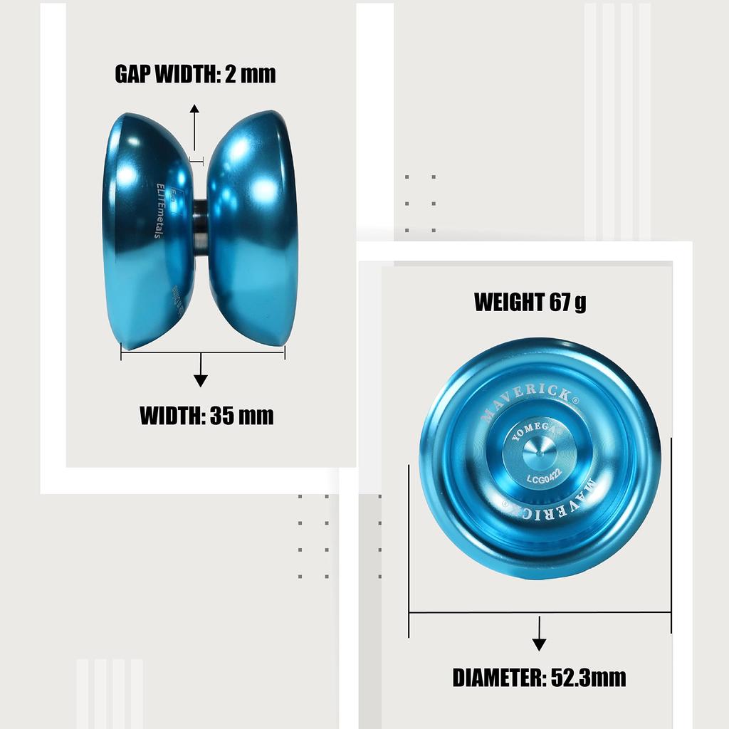 Yomega Maverick - Professional Aluminum Metal Yoyo for Kids and Beginners with C Size Ball Bearing for Advanced Yo Yo Tricks and Responsive Return + E