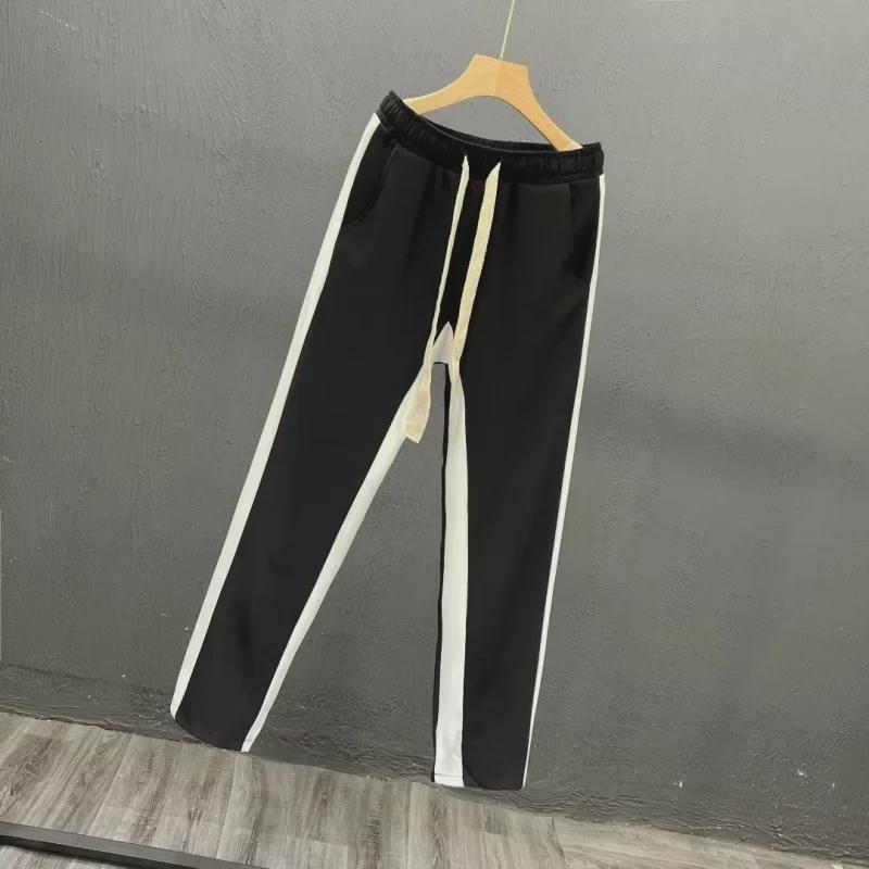 2023 Men's Straight-Leg Sweatpants with Side Stripes - Spring/Autumn Casual Sports Trousers