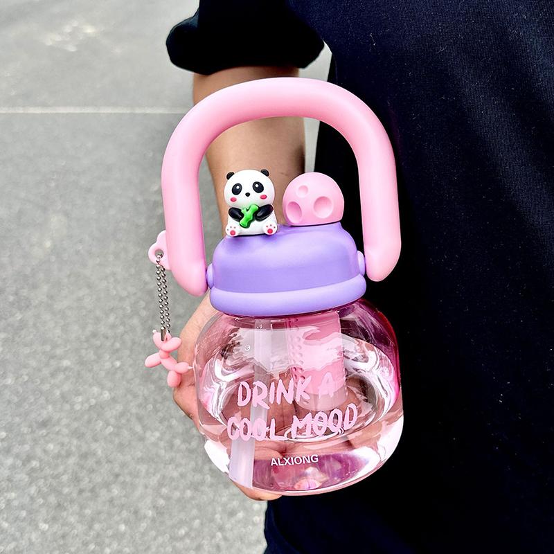 

800 мл Милый стакан для воды с соломинкой и ручкой Портативная бутылка для питья Большой емкости Дорожный стакан для воды для активного отдыха