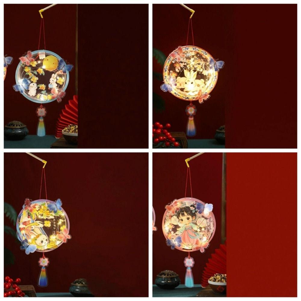 DIY Craft Kit Mid-Autumn Festival Lantern LED Glowing Cartoon Rabbit Lamp  Children