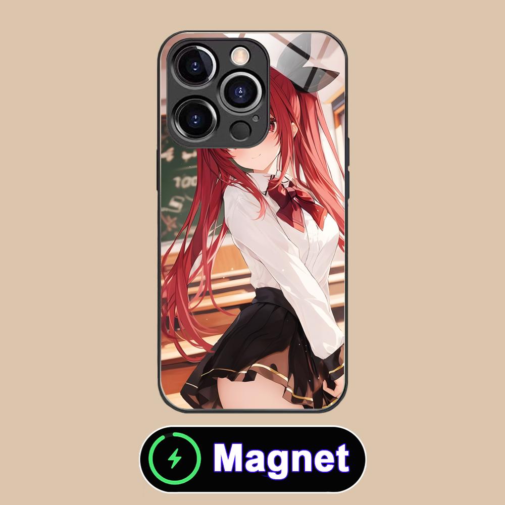 Date a Live Kotori Itsuka Glass MagSafe Mobile Phone Case for iPhone 17 16 15 14 13 12 11 Air Pro Max Plus Mini Colorful Cover