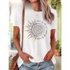 European Size Plus Size - Plus Size - Celestial - Inspired Mantra Art Plus Size Women'S Printed Casual Round Neck Short Sleeve Top