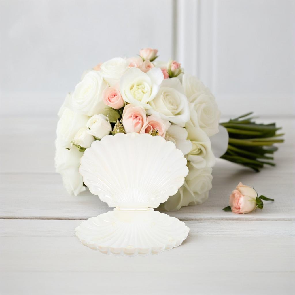 10Pcs Shell Candy Box Iridescent Plastic Favor Containers Wedding Bridal Shower Beach Party Treat Containers Shell Jewelry Box