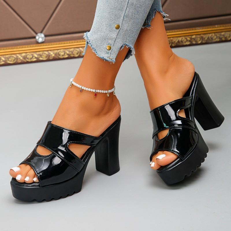 Women's Sandals Summer Block Heel Shoes Solid Chunky High Heel Casual Open Toe Platform Sandals Sandalia Feminina Woman Heel