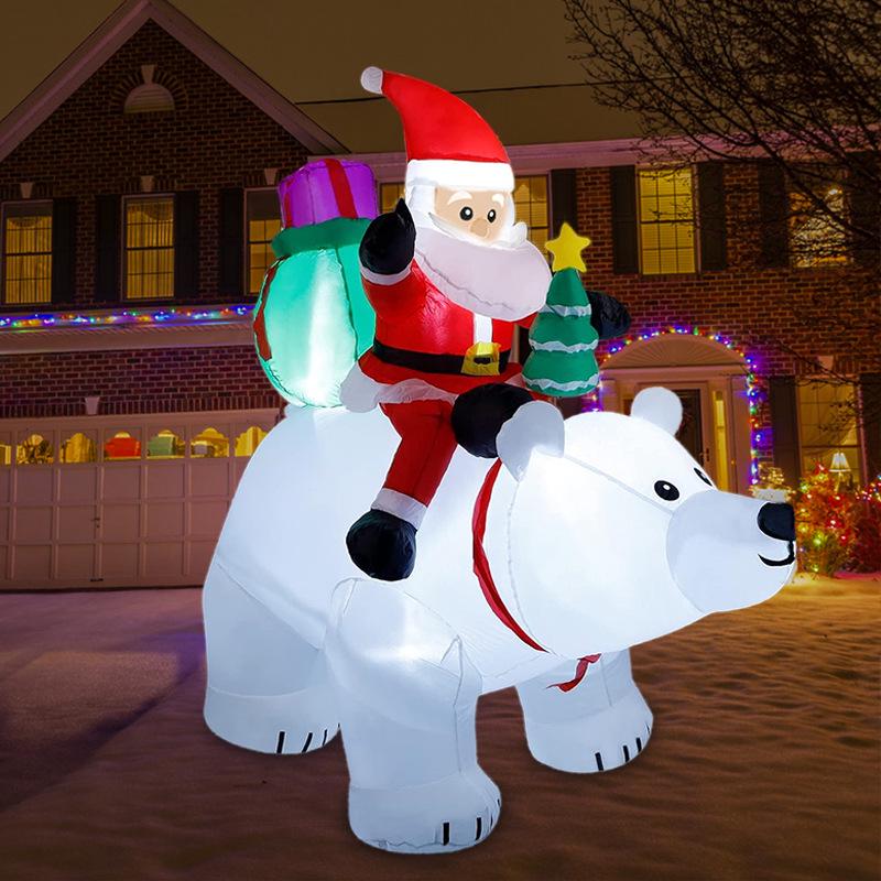 

Solar-Powered Inflatable Santa Claus on Polar Bear with Christmas Tree Yard Decoration US Version