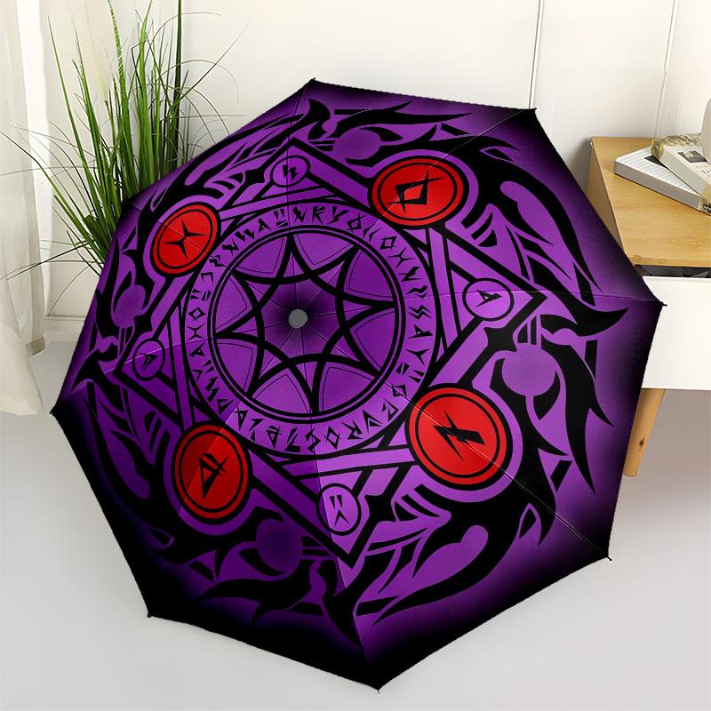 1pc Sorcery Symbolism Umbrella with Plastic Handle, Suitable for All Seasons Outdoor PT389