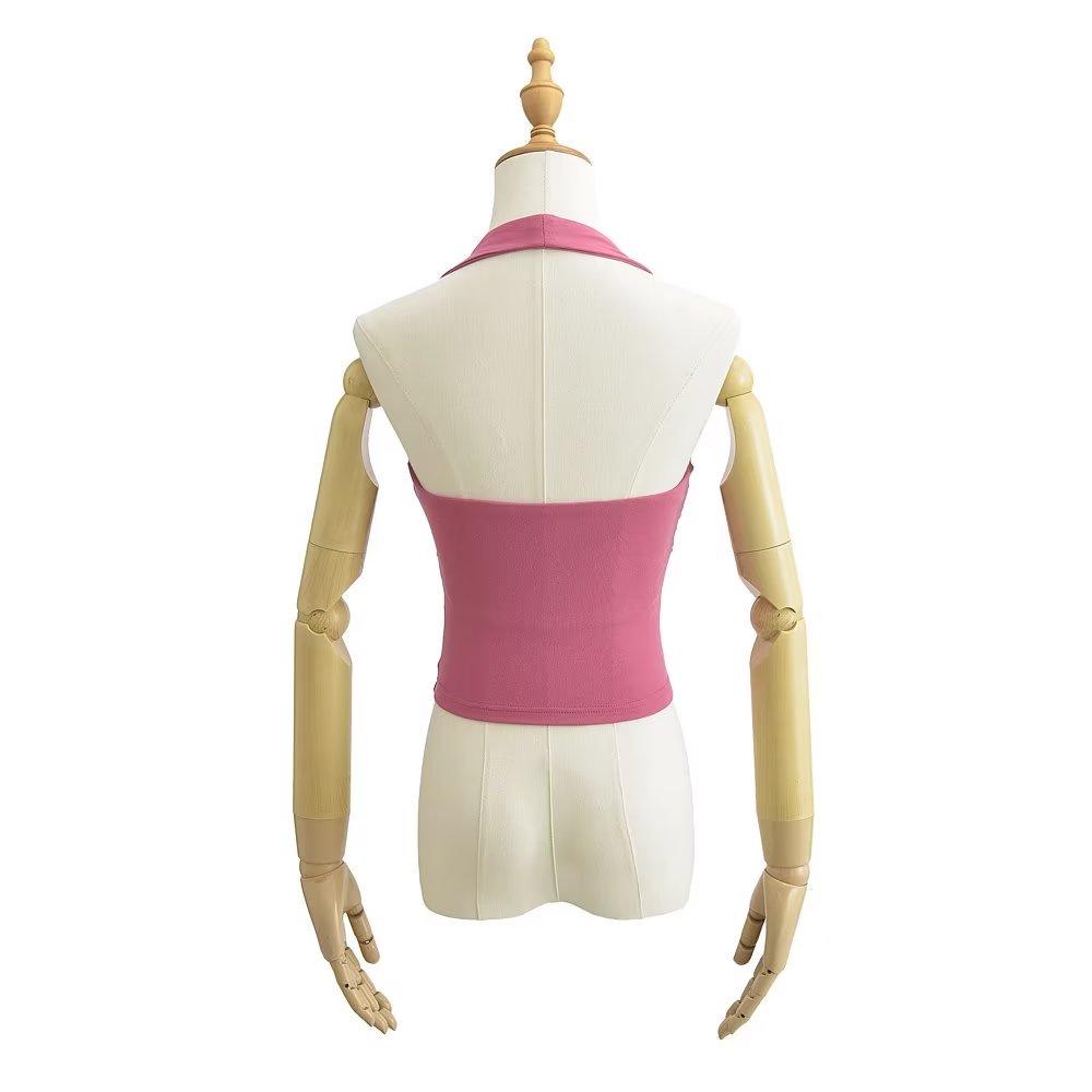 YPFF Stylish Women's Padded Halter Tank Top - Backless, Ruched, Waist-Slimming Crop Top