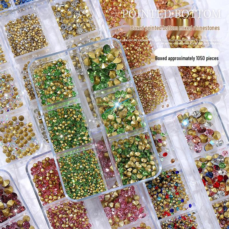 

Transparent Pink Champagne Iridescent Rhinestones for Nail Art – Mixed Sizes
