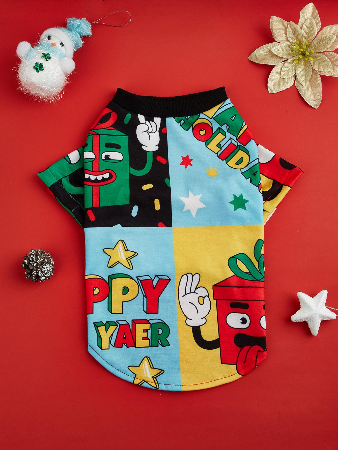 

Dog Clothes for Small Dogs T-Shirt Funny Gift Box Printing Costume Puppy Pajama with Letters Pattern Doggie Pet Clothes Soft App XS（old） разноцветный