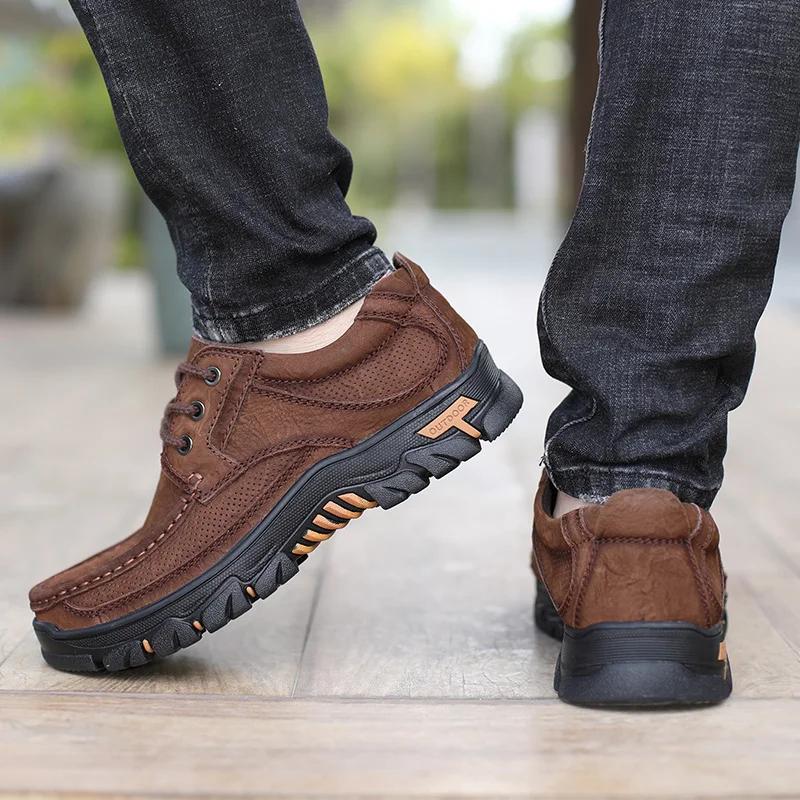 Модная мужская повседневная обувь из натуральной кожи — фото 7