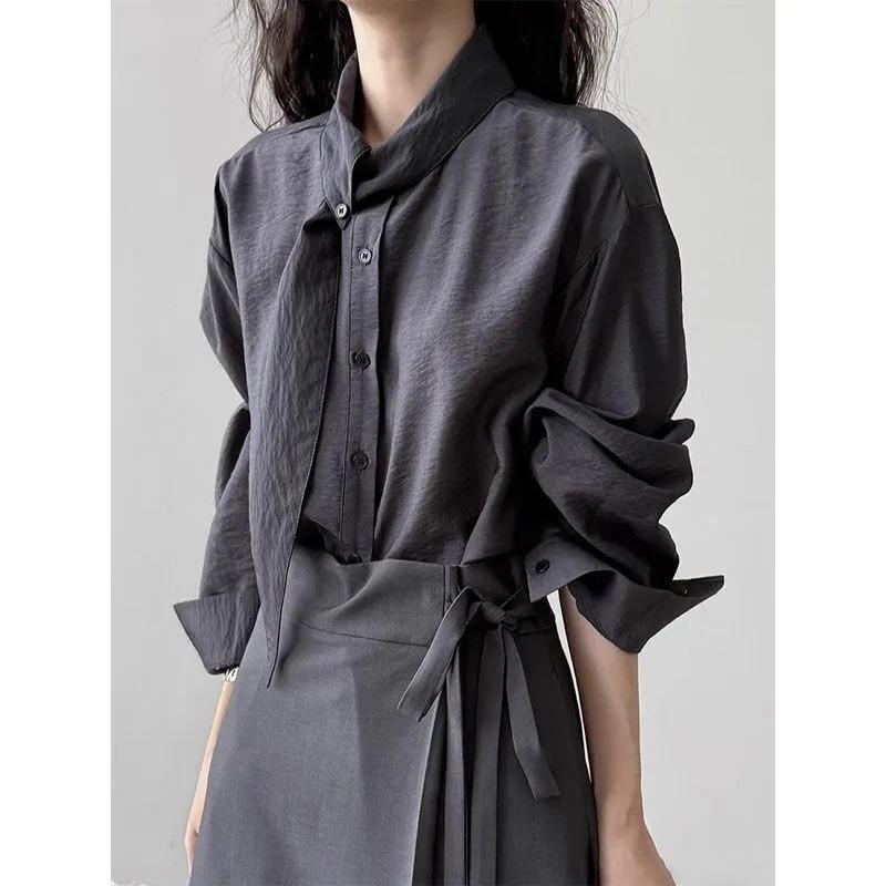 Women s Bow Tie Neck Long Sleeve Blouse S