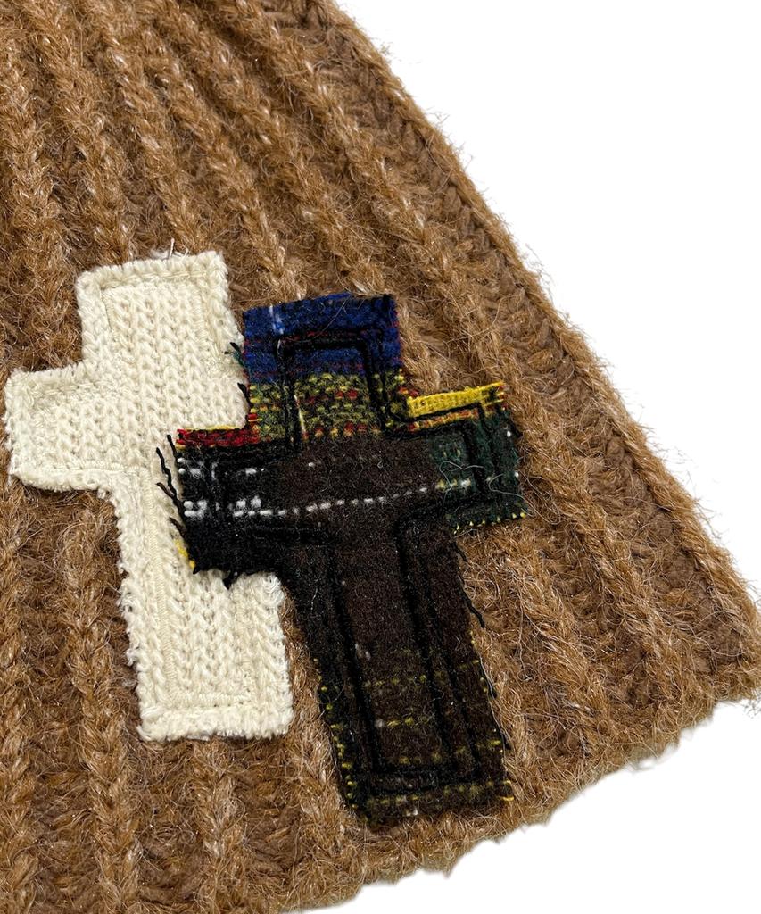 SK8ER ROCK Tone On Tone Cross Beanie ((Camel))