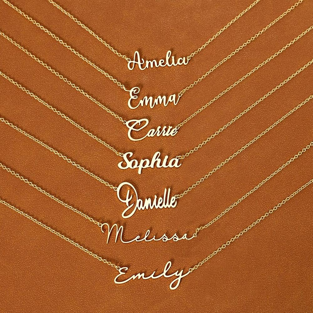 Cooltime Custom Necklace Woman Stainless Steel Personalized Gold Color Chain Letter Necklace Jewelry Birthday's Day Gift