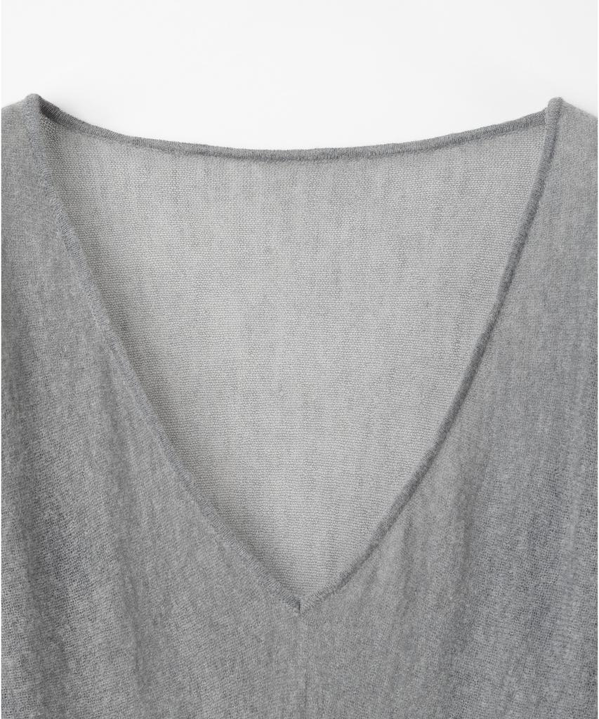 MILLO WOMEN Sheer Deep V-Neck Knit [Gray]