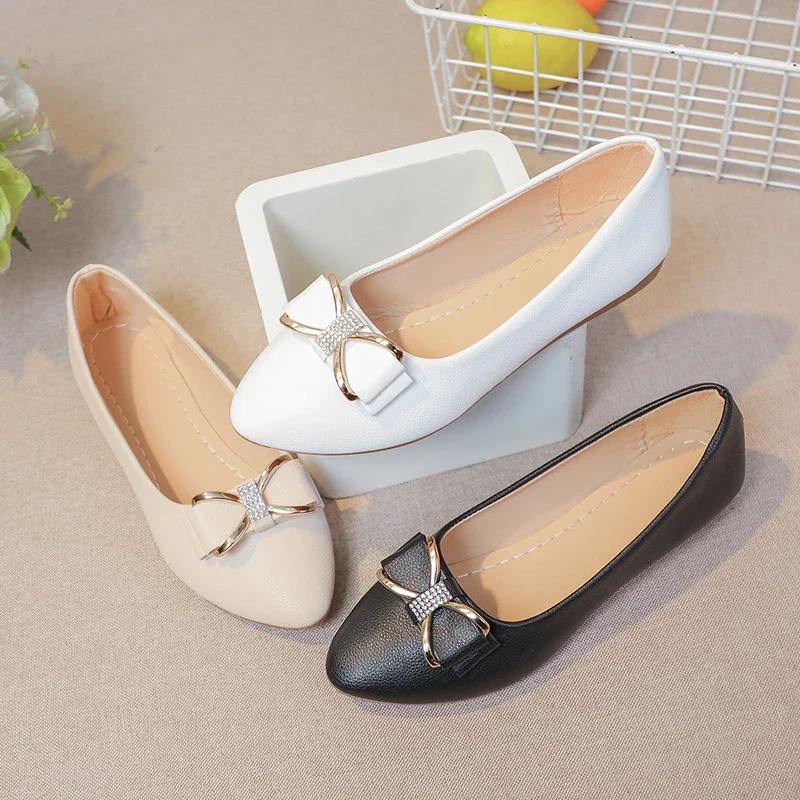 Fashion 2025 Autumn New Versatile Round Toe Shallow Mouth Shoes Small Fragrant Bow Knot Flat Heel Single Shoes for Women