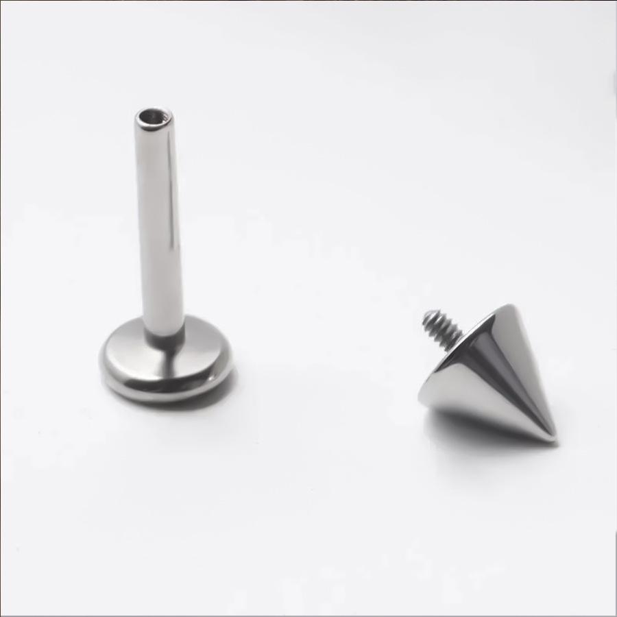 F-136 Titanium Internal Thread Lip and Ear Studs - Cone Shape Devil Piercing Jewelry