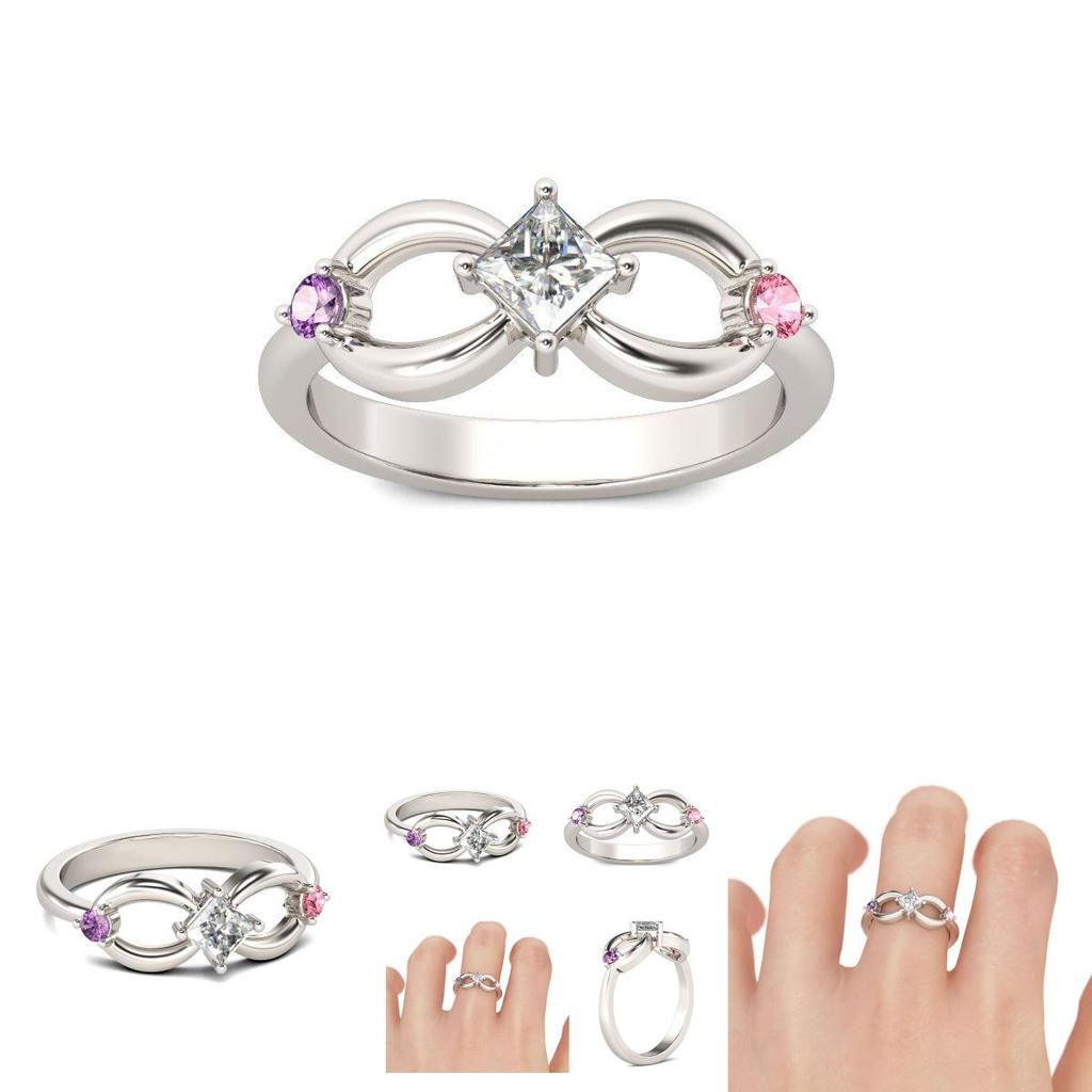 Bague Élégante Mode Plaqué Argent Avec Strass Alliage Design Infini