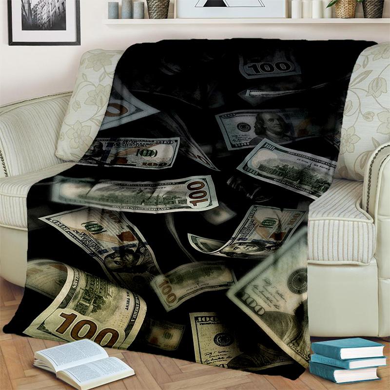 Coperta Ricca con Motivo di Dollari Euro in 3D, Coperta Morbida da Lancio per Casa Camera da Letto Letto Divano Picnic Viaggio Ufficio Coperta Copertura Bambini