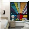 Frosted Stained Glass Window Film, Customized Privacy, Static Cling,Retro Vintage Sticker,Office, Home Decor,Sun and Moon