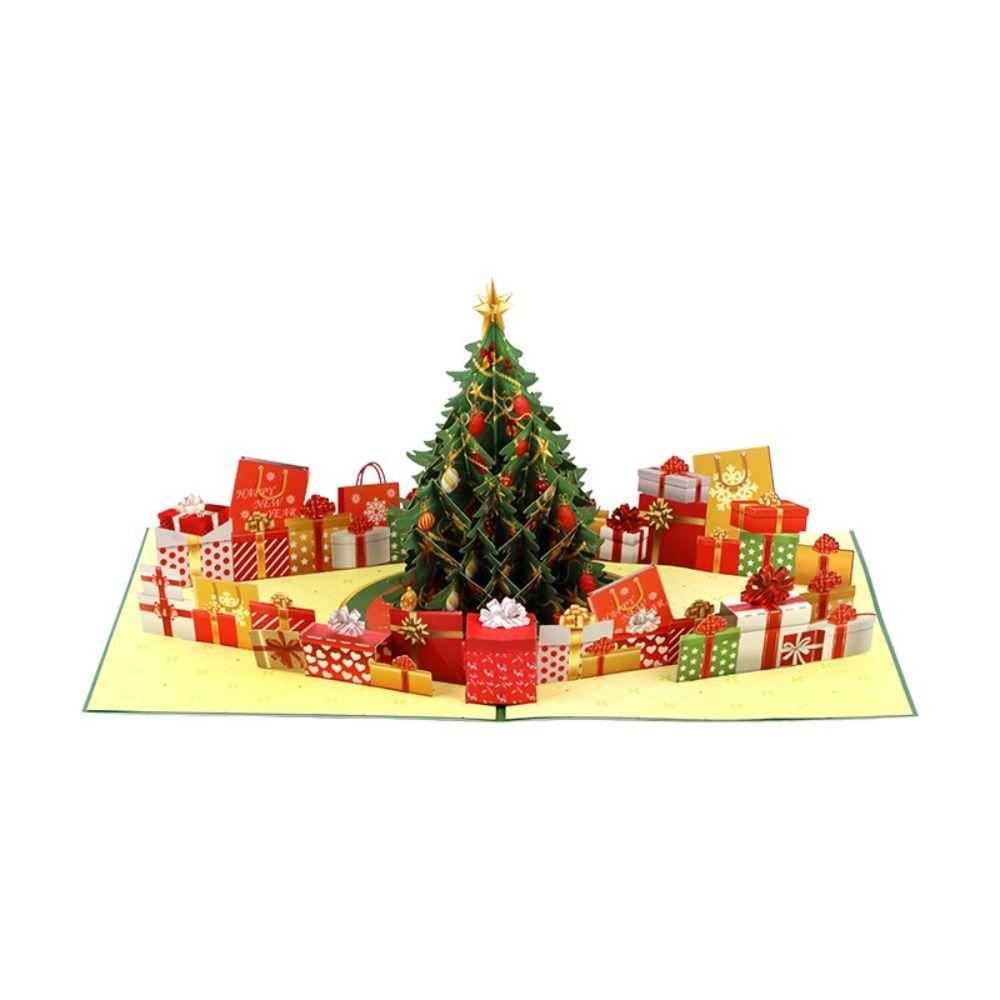 Colorful Pop Up Christmas Card Creative Gift Lights Christmas Card 3D Christmas Card Holiday