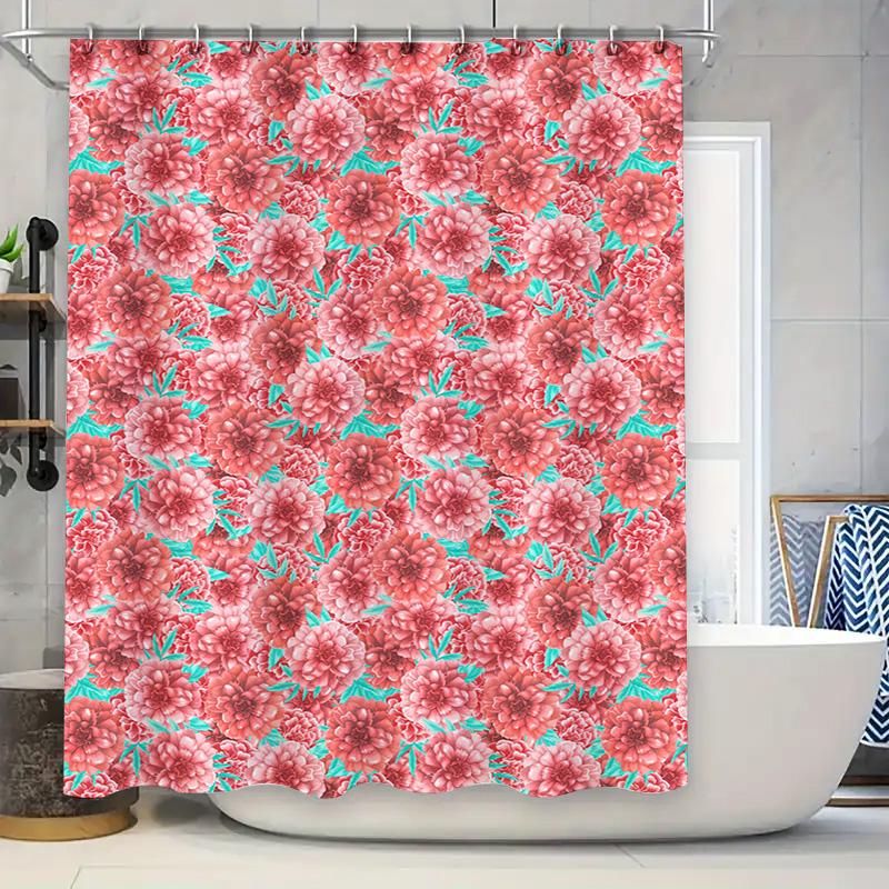 

Japanese Style Floral Shower Curtain Bathing Room Decorative Fabric Waterproof Polyester 3D Printing Shower Curtains For Bathroo 90x180cm