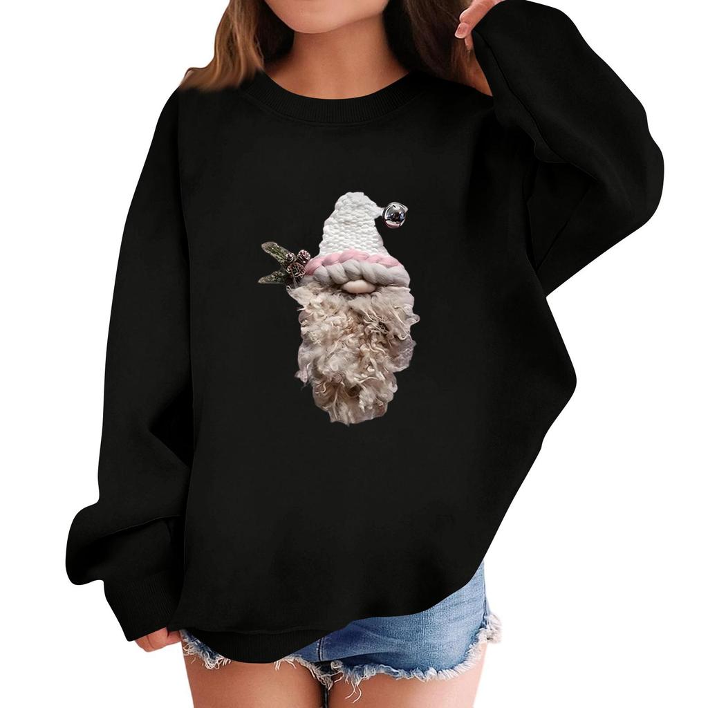 Children's Fashionable Casual Long-sleeved Loose Christmas Print Pullover Sweatshirt