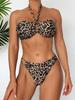 2024 Leopard Print Lace-Up Strapless Two-Way Sexy Bikini Swimwear