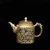 Brass Dragon and Phoenix Small Tea Pot  Landscape Qilin Portable   Table Decoration Bronze Ware