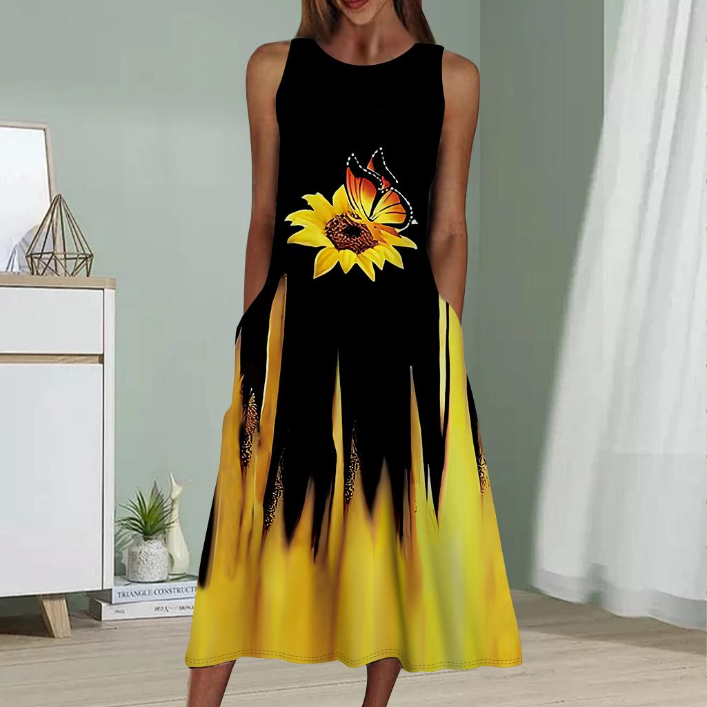 Летнее модное сексуальное платье без рукавов Мягкое повседневное платье с принтом 3D — фото 4