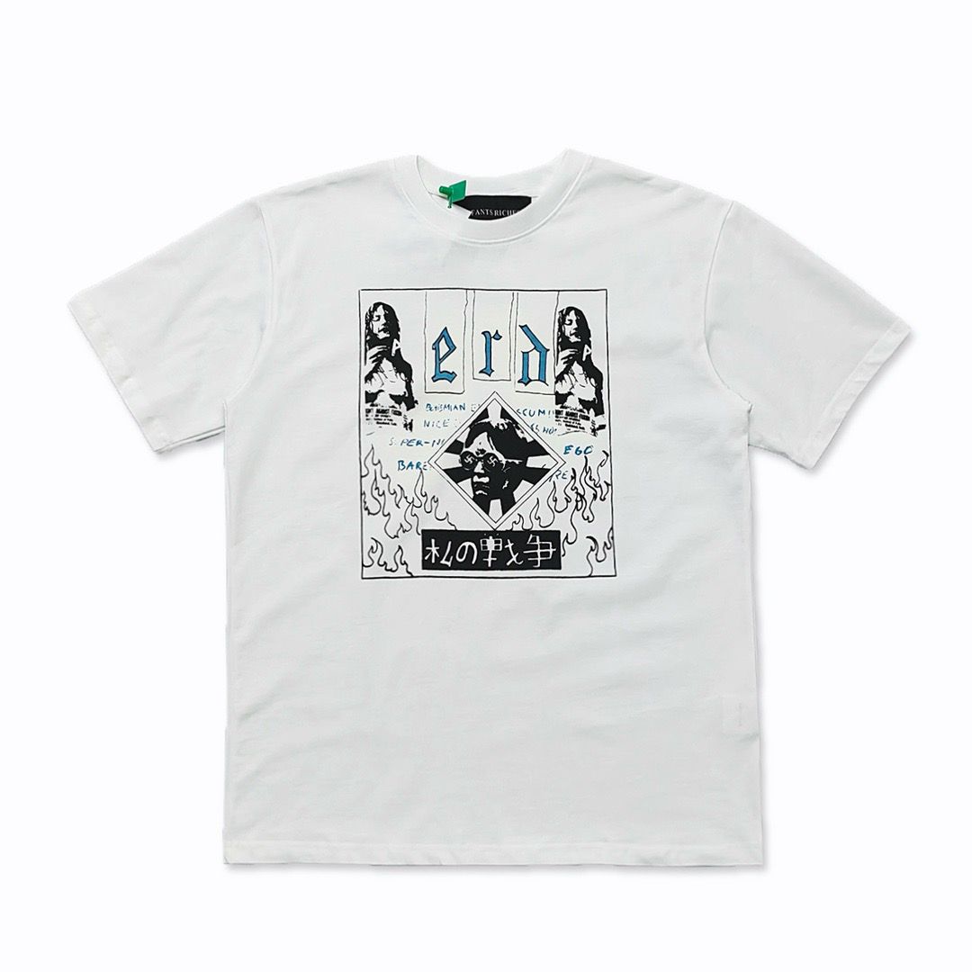 BenberFashion ERD Melancholie Trendy Merk Tweede Generatie Portret High Street Print Los Heren T-shirt Retro Ronde Hals Korte Mouw L
