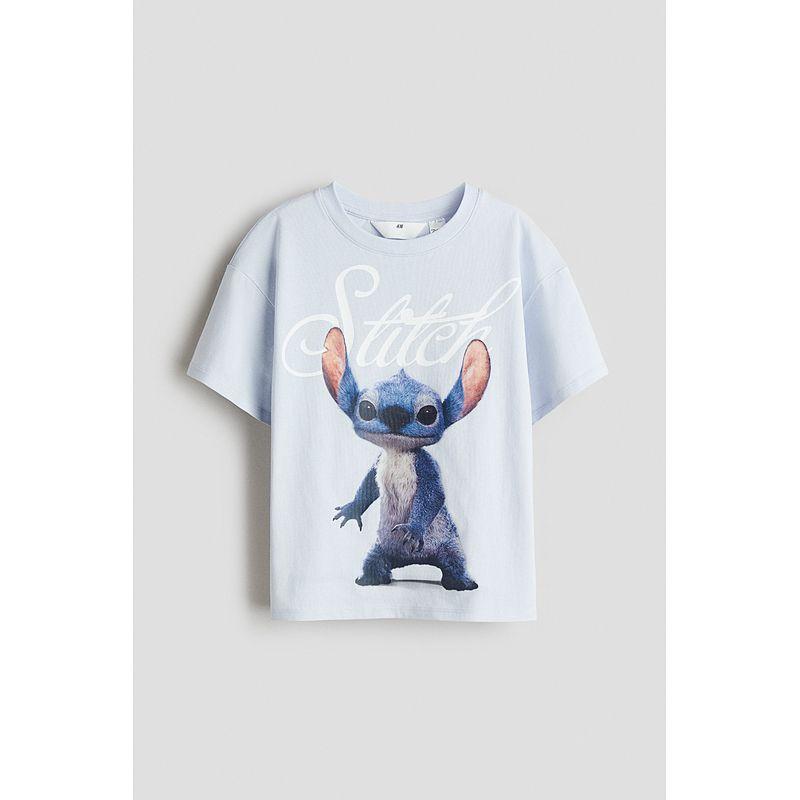 

[Серия Disney] HM Детская одежда Футболка для девочки 2025 Осень Новое поступление Принт Стич Короткий рукав 1263226