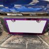2 Pcs Stainless Universal US Model License Plate Frame Steel Front And Rear Metal Car License Plate Frame Label Cover Screw Cap License Plate Covers