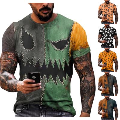 Halloweenské tričko Pánské ležérní triko s kulatým výstřihem Krev se vzorem Topy Horor Krvavé potištěné topy s krátkým rukávem