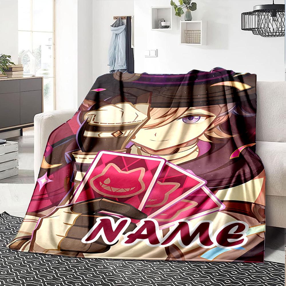 Customizable Genshin Impact5 Throw Blanket – Personalized Name, All-Season Cozy Snug Blanket, Machine Washable, Personalized Blanket