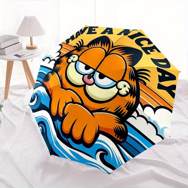 

1pc Garfield Have a Nice Day Automatic Opening/Closing Umbrella - Portable 3-Fold Design, 8-Bone Iron Frame Outdoor Umbrella, Ideal Gift for Fans