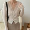 Spring Lace Elegant Knitted Cardigan French- Slim-Fit Women's Top