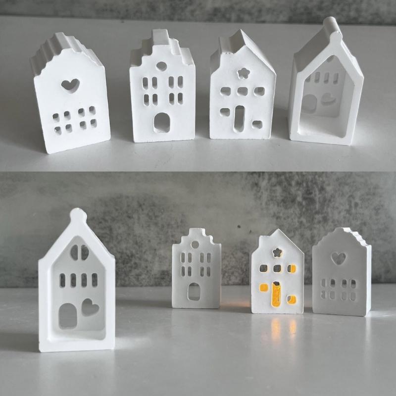 Forma do dekoracji domu Forma do tworzenia ozdób silikonowych Pusta forma w kształcie domu Gipsowa forma ozdobna Narzędzie do tworzenia biżuterii