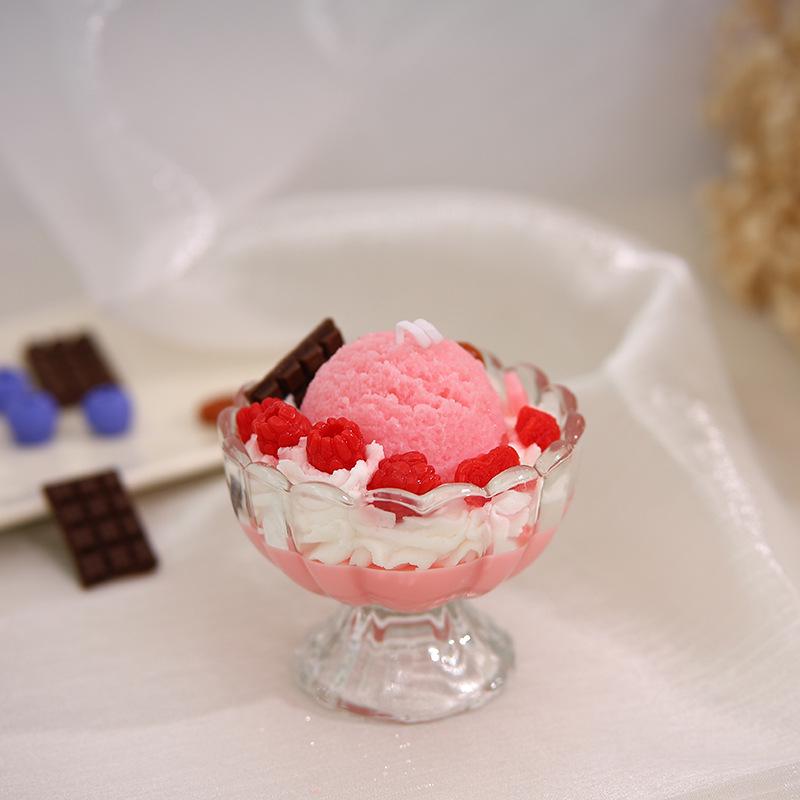 Handmade Scented Soy Wax Candle in Fruit Ice Cream Glass - Birthday Gift & Ornament