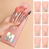 8pcs Pink Professional Makeup Brushes Set Soft Synthetic Bristles With Travel Case For Blush&Eyeshadow Cartoon Animal Pattern