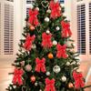 Double Christmas Bow Gift Box Decorations, Window Christmas Tree Wreath Door Pendant Christmas Props